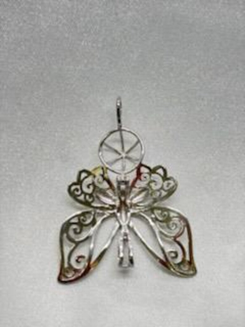 Sterling Silver Gemstone Cage Pendant • Butterfly Design • Fits 8mm Gem • Interchangeable Necklace • White Gold Plated