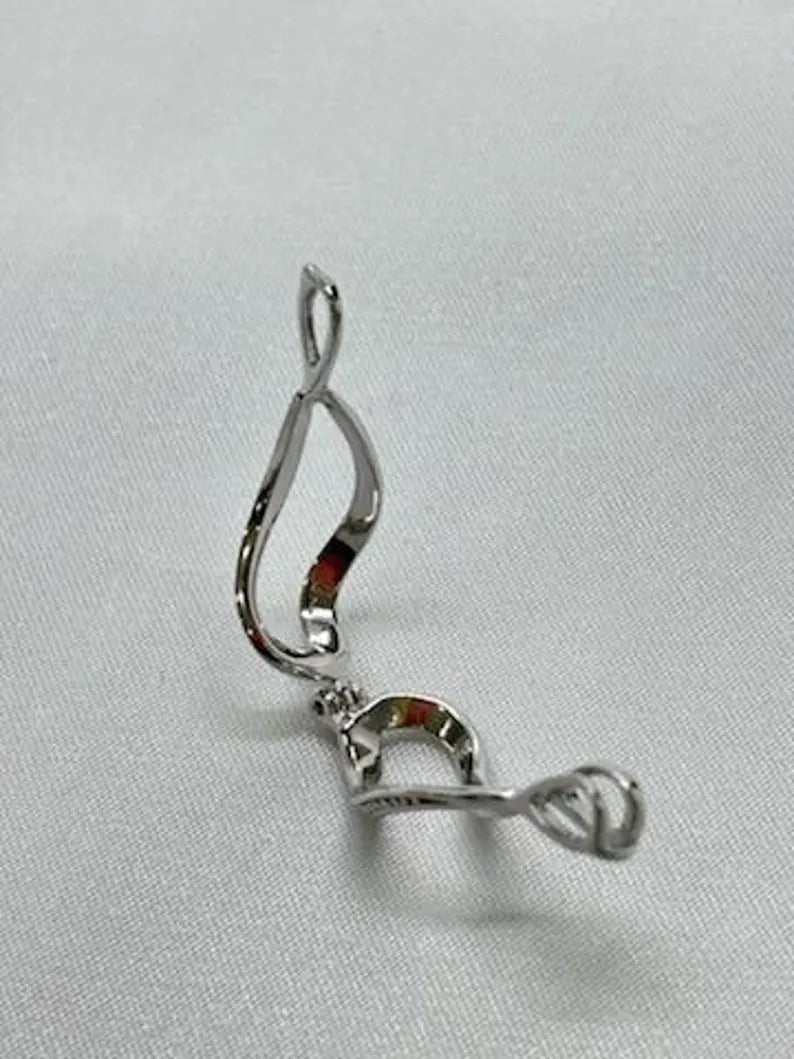 Sterling Silver Gemstone Cage Pendant • Regular Twist • Fits 8mm Gem • White Gold Plated