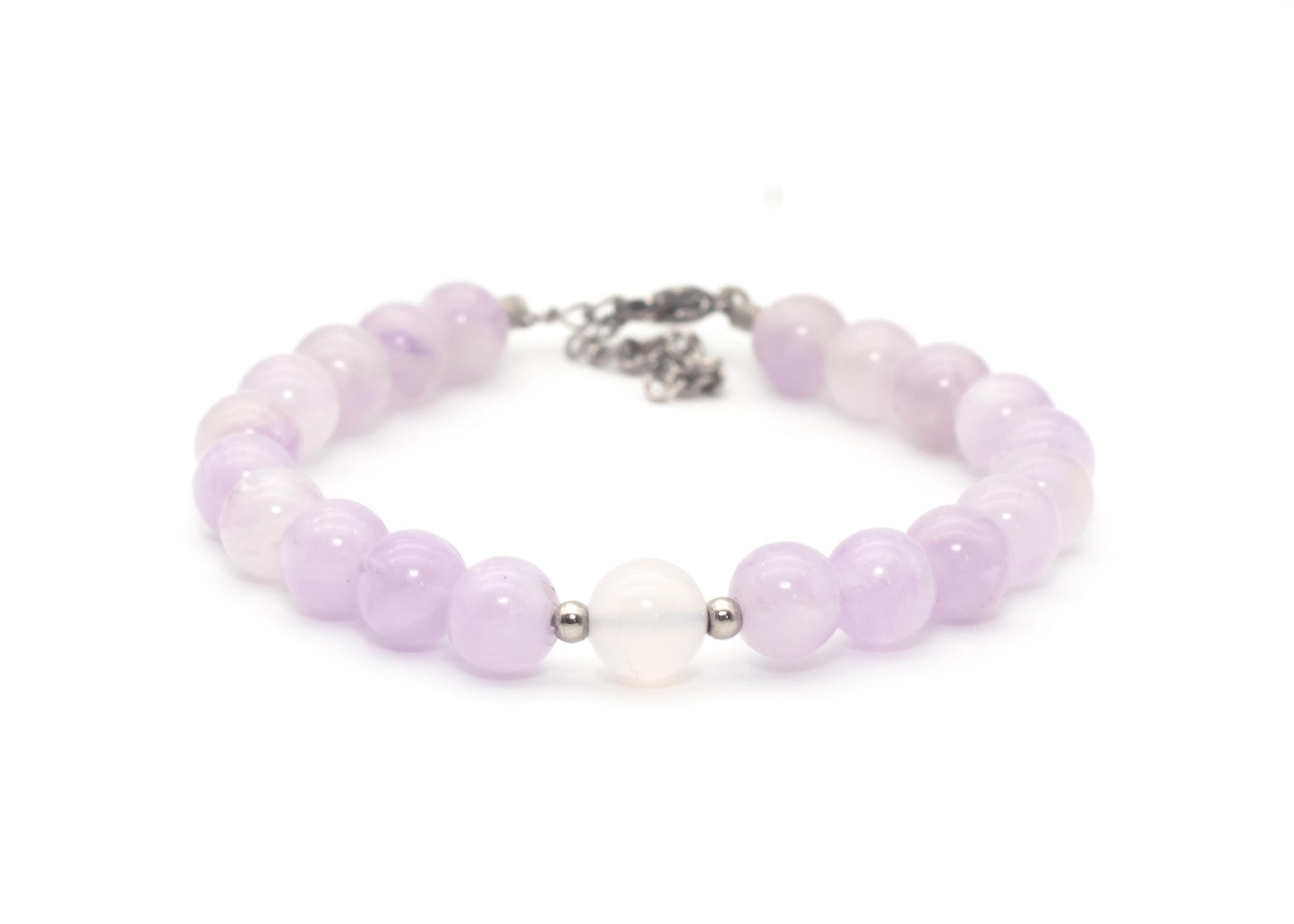 Anxiety Banger Bracelet / Anklet • Lavender Quartz + White Chalcedony • Calming Gemstone Jewelry • Adjustable Lobster Clasp • Formula GB-402