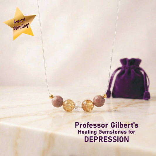 Professor Gilbert's Healing Gemstones for DEPRESSION! Therapeutic Gems Necklace that Really WORKS! Practical & Easy to Use and Wear!