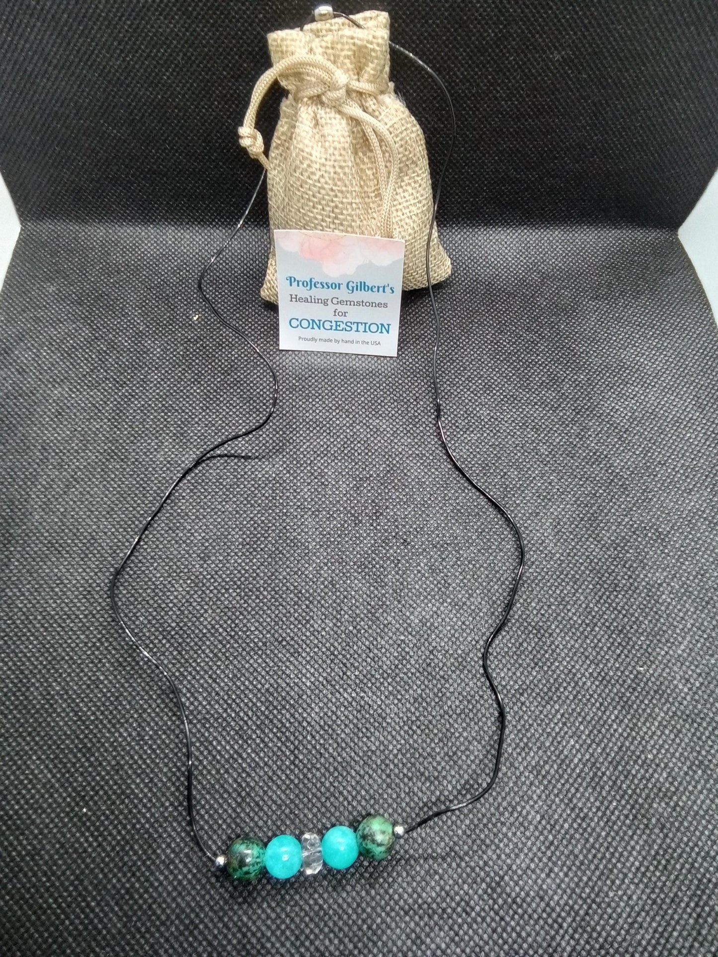 Professor Gilbert's Healing Gemstones for CONGESTION! Therapeutic Gems Necklace that Really WORKS! Practical & Easy to Use and Wear!