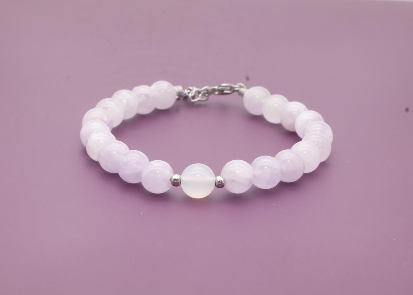Anxiety Banger Bracelet / Anklet • Lavender Quartz + White Chalcedony • Calming Gemstone Jewelry • Adjustable Lobster Clasp • Formula GB-402