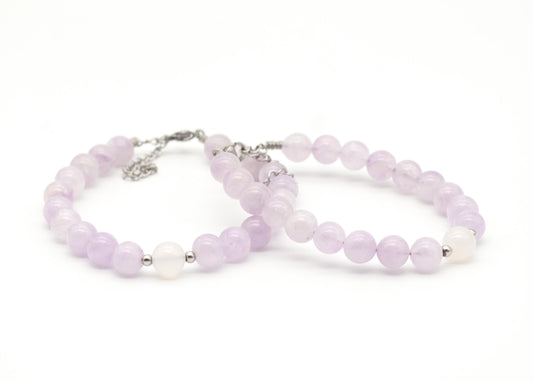 Anxiety Banger Bracelet / Anklet • Lavender Quartz + White Chalcedony • Calming Gemstone Jewelry • Adjustable Lobster Clasp • Formula GB-402