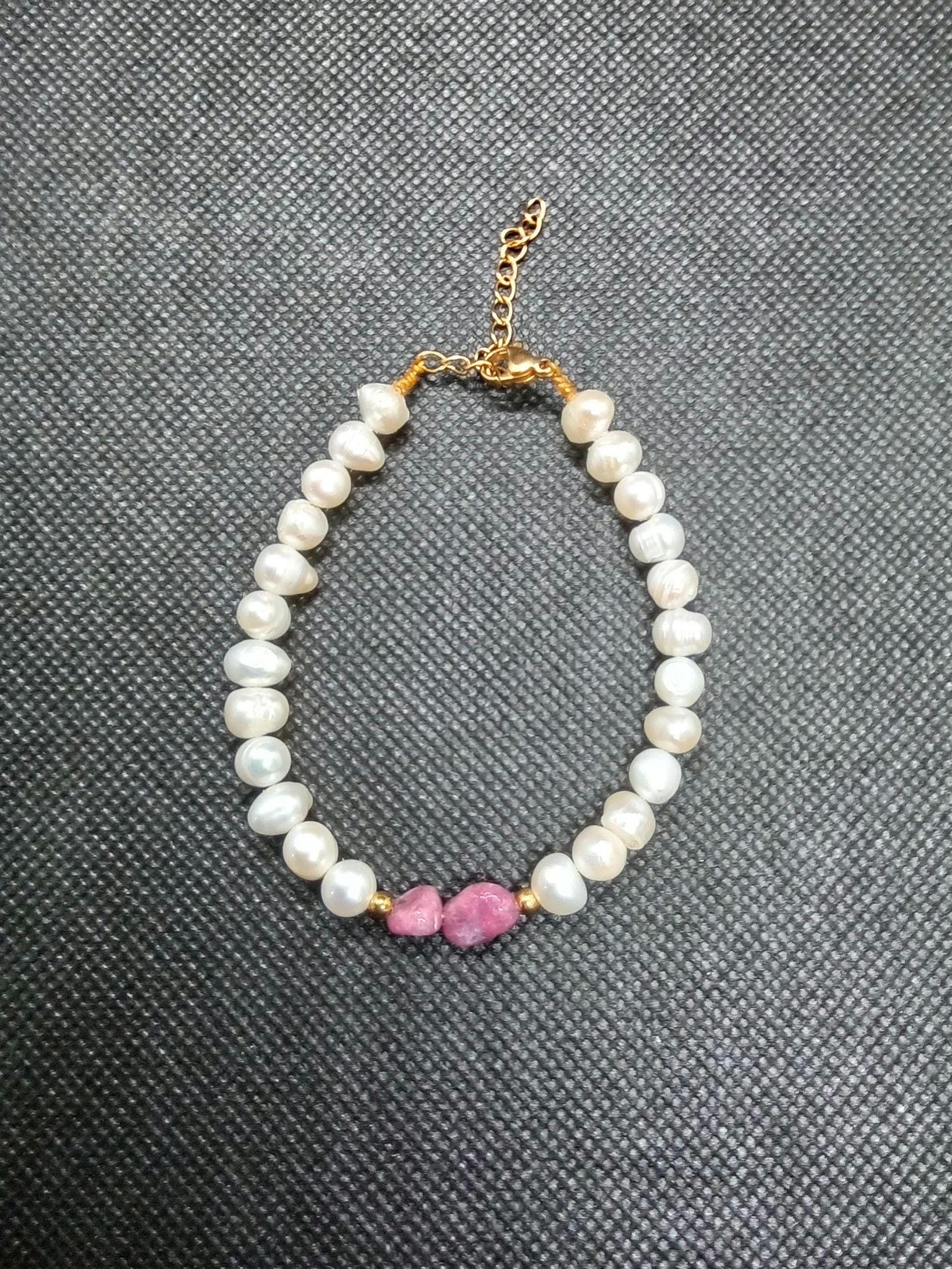 Be Fruitful & Multiply Bracelet/ Anklet • Sea Pearls + Rubellite • For Females to Conceive Healthily • Adjustable Closure • Therapeutic Gems