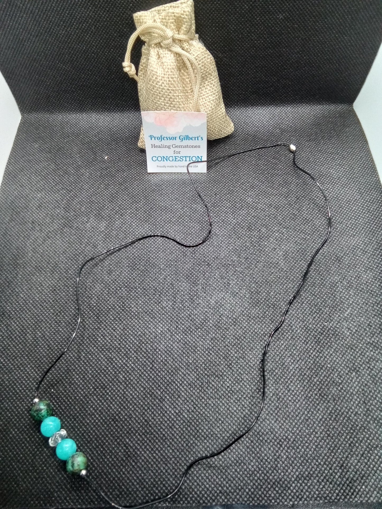 Professor Gilbert's Healing Gemstones for CONGESTION! Therapeutic Gems Necklace that Really WORKS! Practical & Easy to Use and Wear!